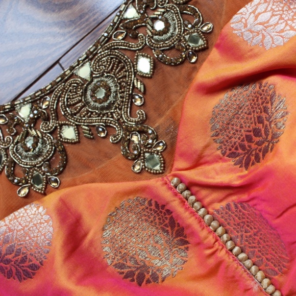 Indian lengha - Orange & gold - Picture 3 of 6